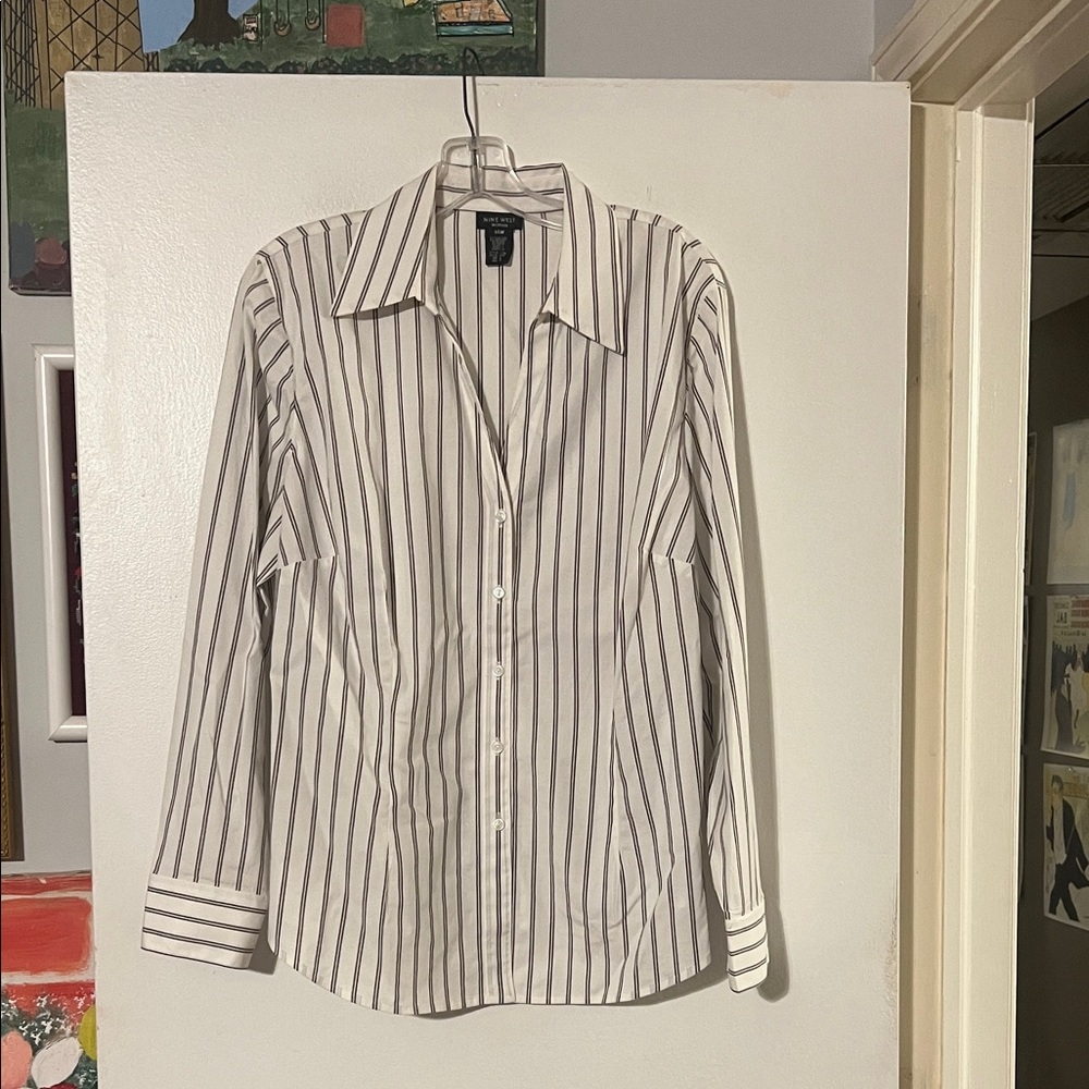 Nine West striped women’s button front shirt